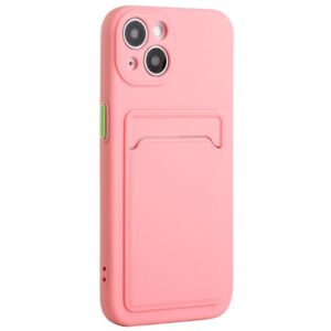 iPhone 15 TPU-skal med korthållare - Rosa