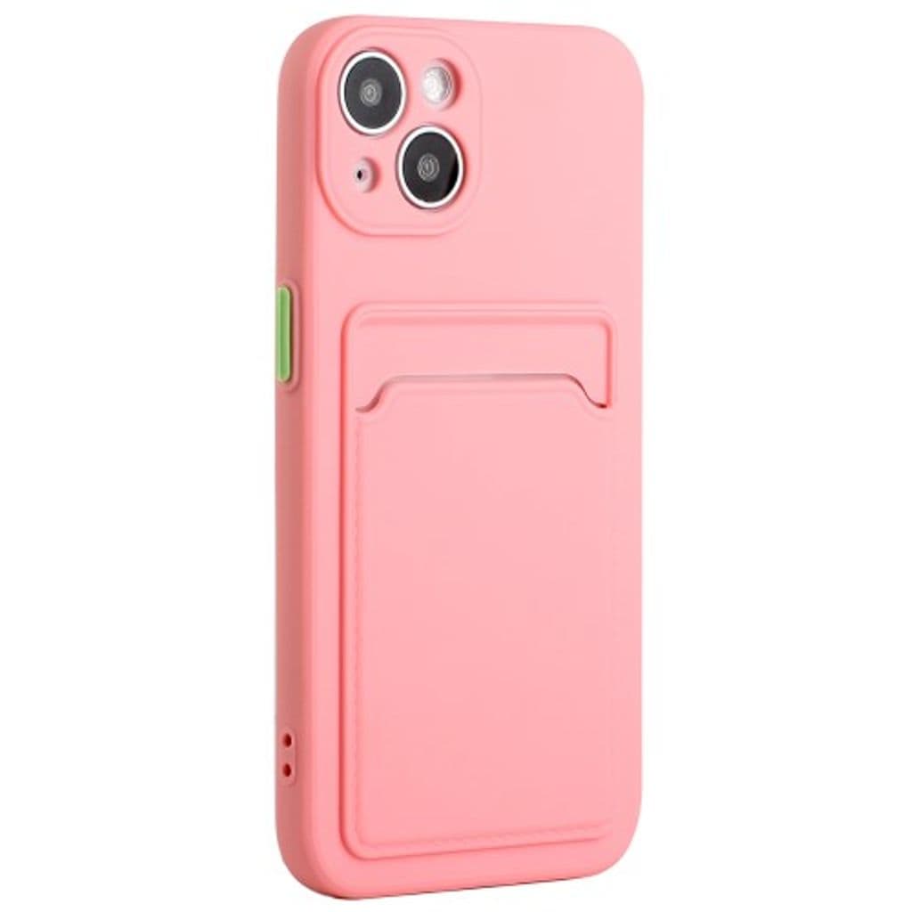iPhone 15 TPU-skal med korthållare - Rosa