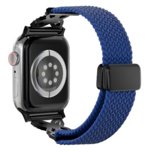 Apple Watch 42/41/40/38mm Flätat Nylonarmband med strass - Blå