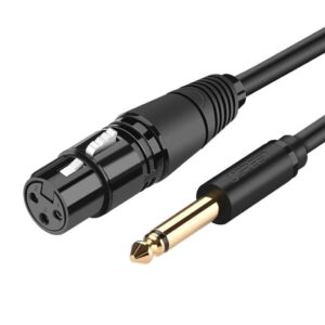 Ugreen XLR ljud-/mikrofonkabel (hona) till 6,35 mm jack (hane), 2 m - svart