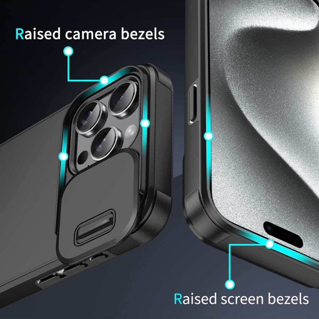 iPhone 16 Pro Max Skal med skjutbart kameraskydd – Svart - Bild 2