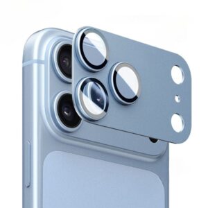 iPhone 18 Pro Linsskydd i aluminium/härdat glas - Blå