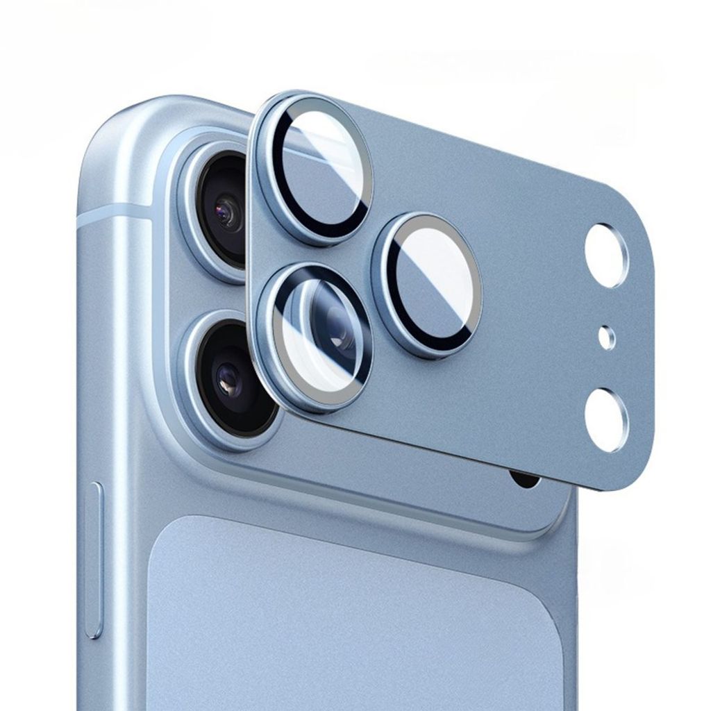 iPhone 18 Pro Linsskydd i aluminium/härdat glas - Blå