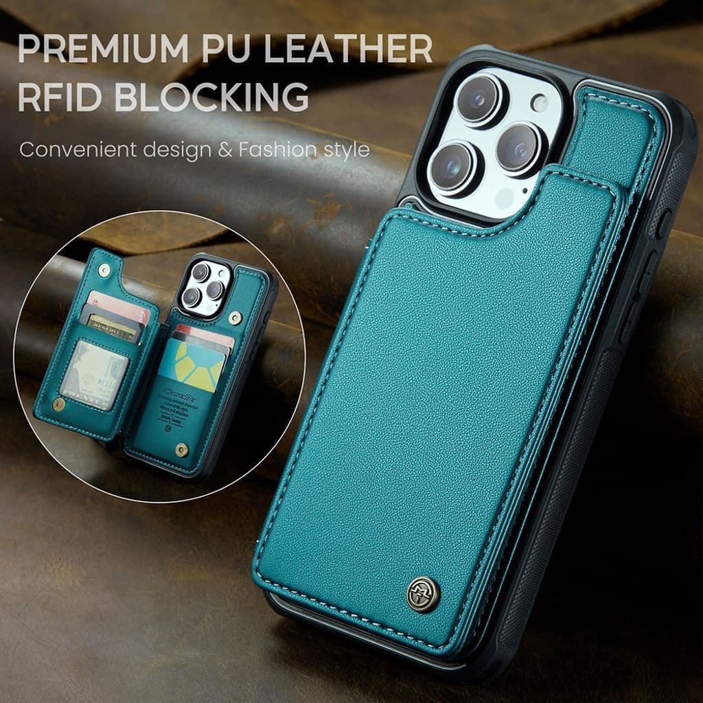 CASEME iPhone 15 Pro Max Skal med 5 Kortfack - Grön - Bild 11