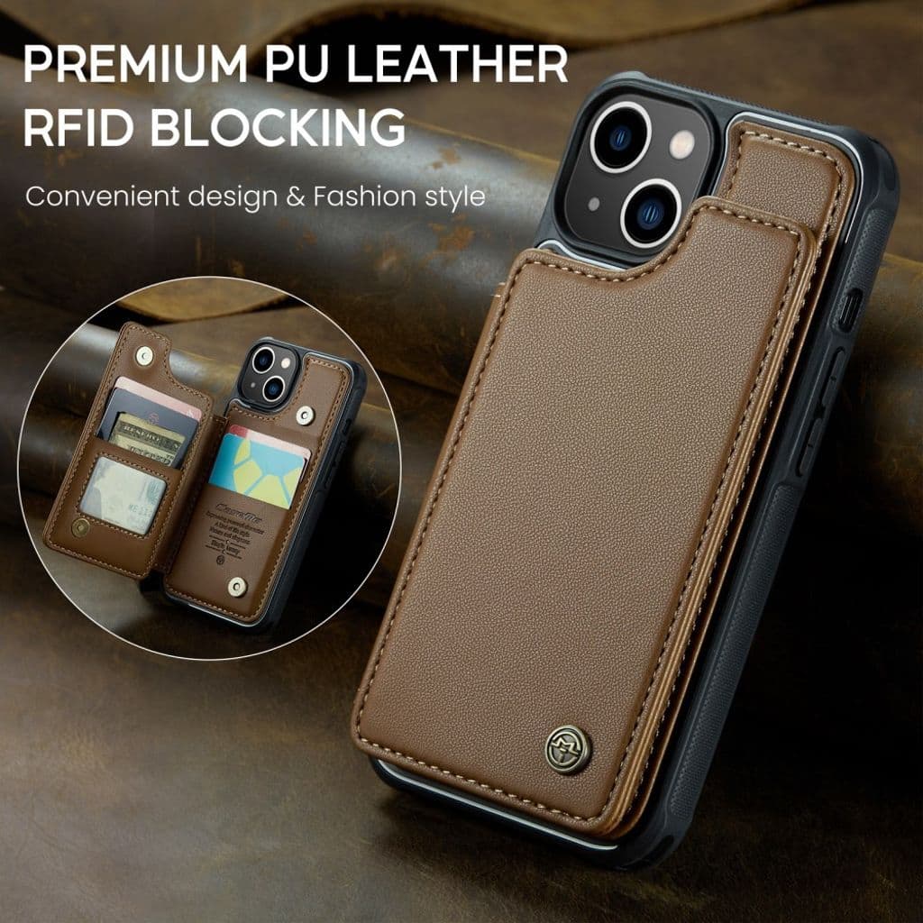 iPhone 13 Plånboksskal CASEME C22 RFID-blockerande - Brun - Bild 13