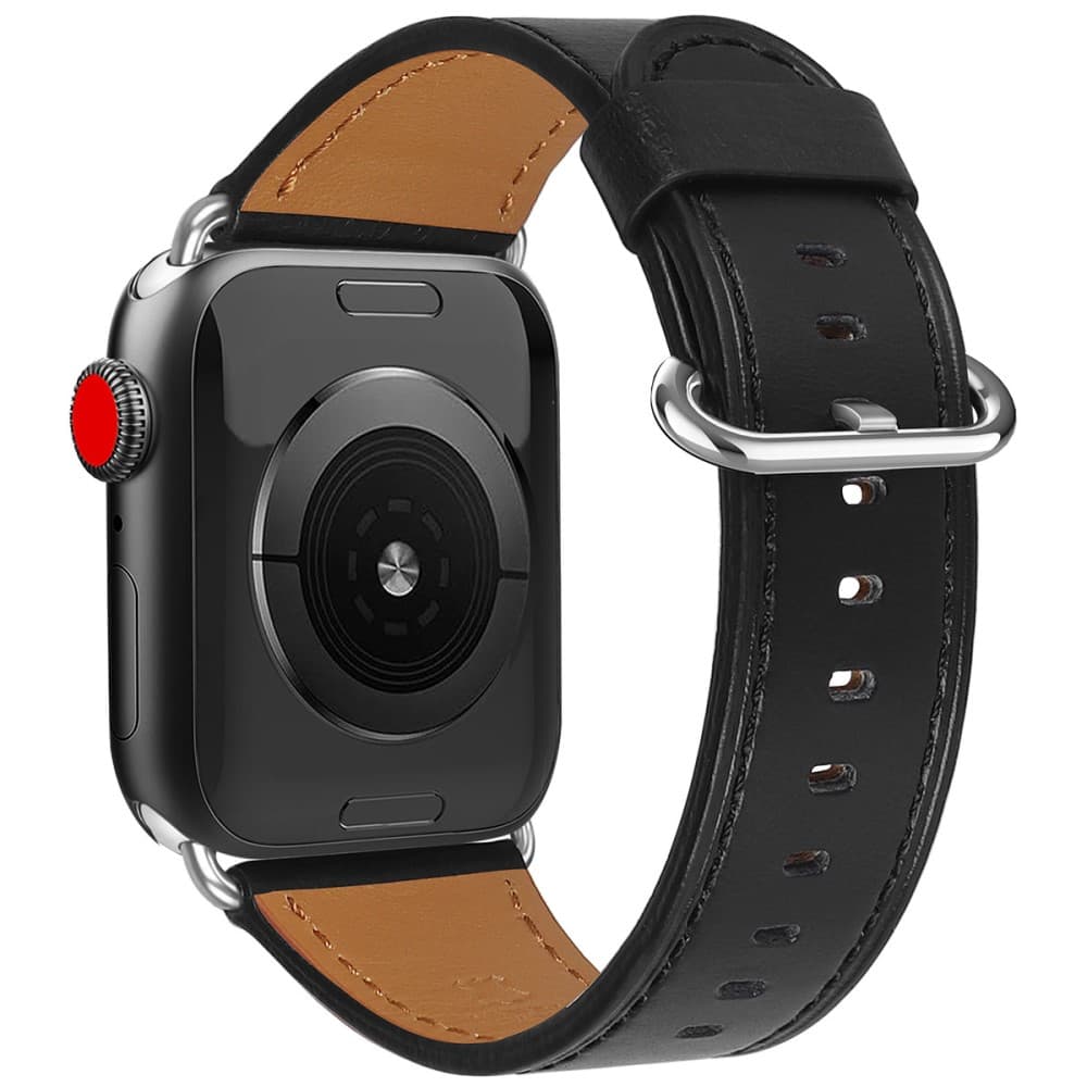 Apple Watch 42/44/46/49mm Klockarmband Läder - Svart