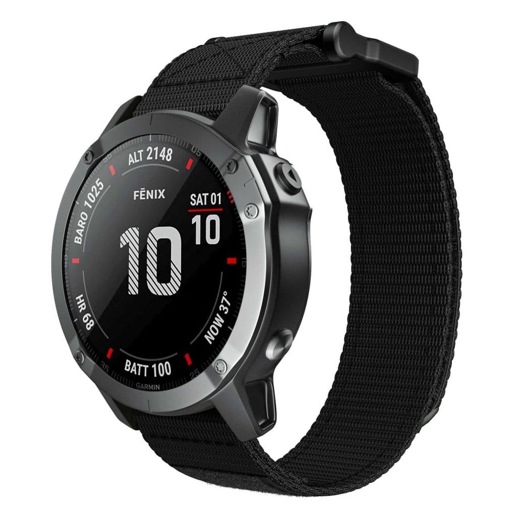 Garmin Fenix 7//6/6 Pro/Forerunner 945/935 etc. Klockarmband i nylon - Svart - Bild 2