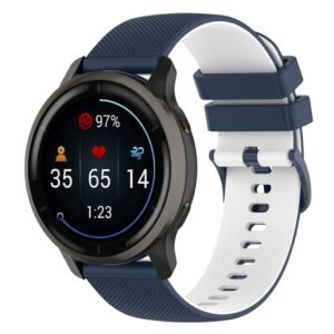 Garmin Venu 2 / VivoActive 4 etc. Tvåfärgat klockarmband i silikon - Blå/Vit