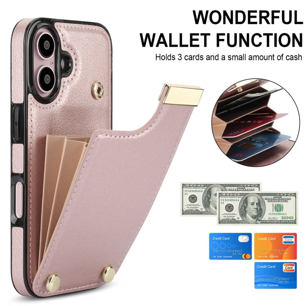 iPhone 16 Skal med plånbbok i PU-läder - Rosa - Bild 5