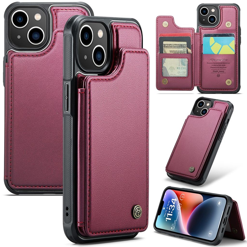 CASEME iPhone 14 Plånboksfodral med RFID-skydd - Röd