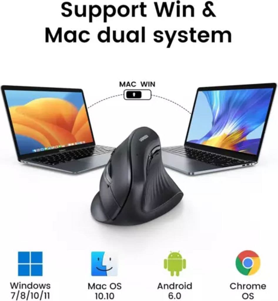 UGREEN Ergonomisk vertikal mus 4000 DPI max, 5 knappar - Svart - Bild 10