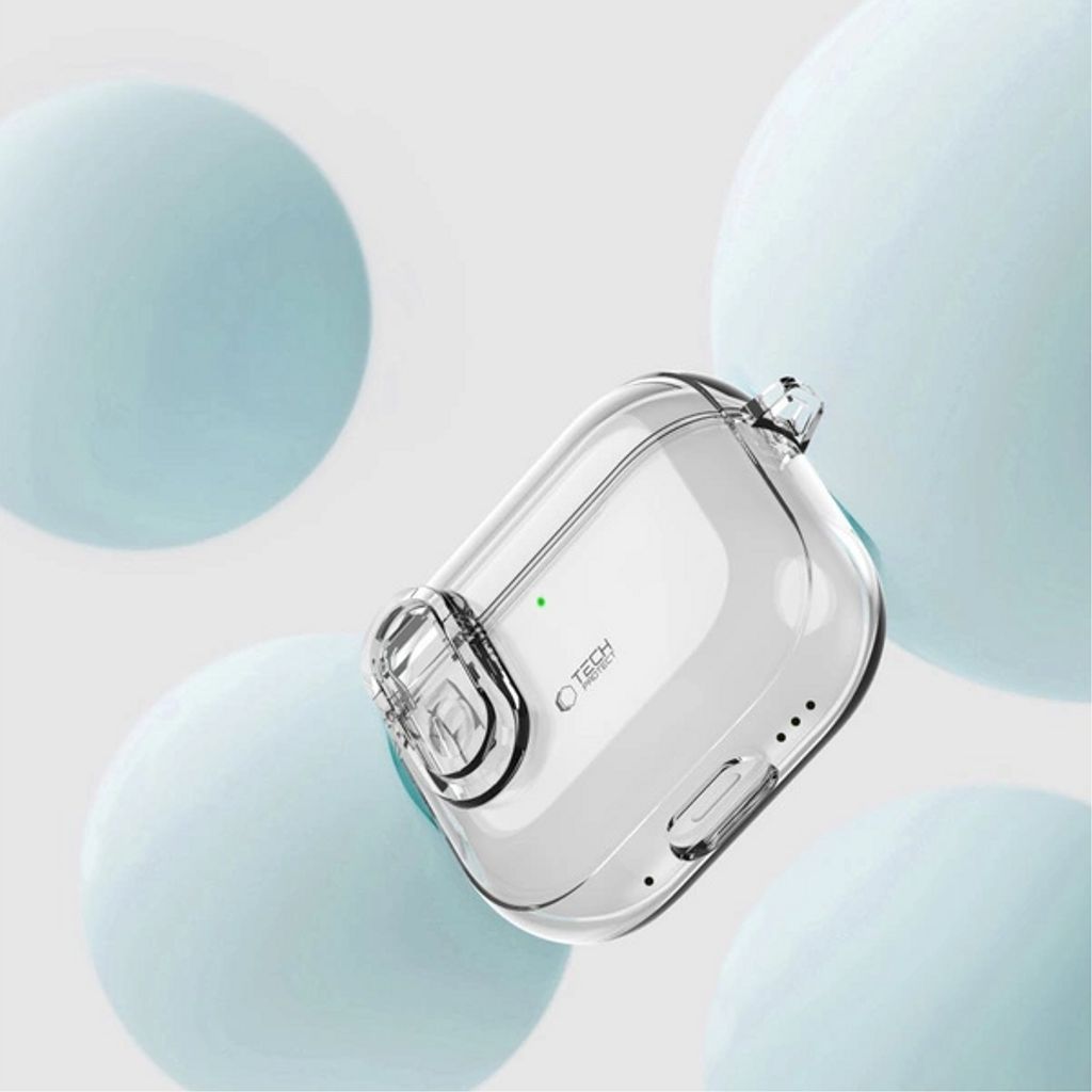 Tech-Protect Silikonfodral till AirPods 4 med Karbinhake - Transparent - Bild 3