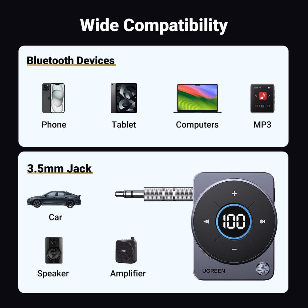 UGREEN Biladapter AUX Bluetooth 5.4-sändare - Bild 8