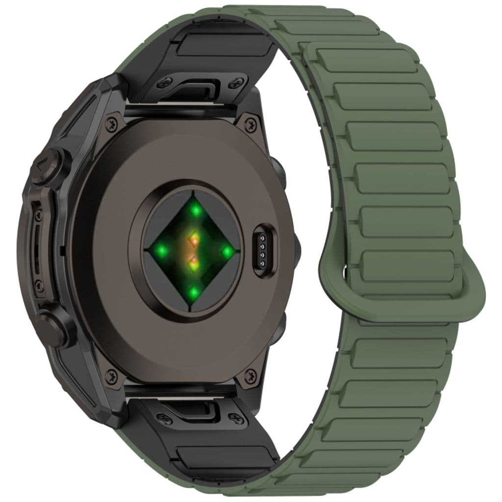 Garmin Fenix 8 43mm Kockarmband i silikon tvåfärgat - Svart / Grön - Bild 2