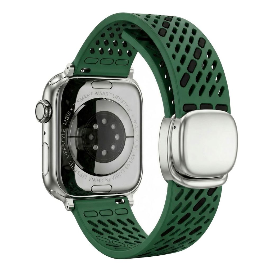 Apple Watch 49/46/44/42mm Armband med säkerhetsspänne - Arméegrön/Svart