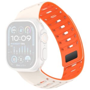 Apple Watch Silikon Armband med magnetlås till 42/44/46/49mm - Vit/Orange
