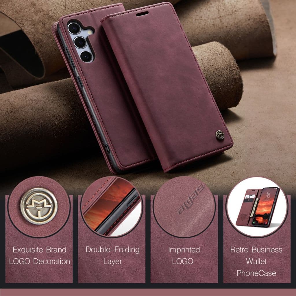 CASEME Samsung Galaxy S25 FE Plånboksfodral med Kortfack - Röd - Bild 4