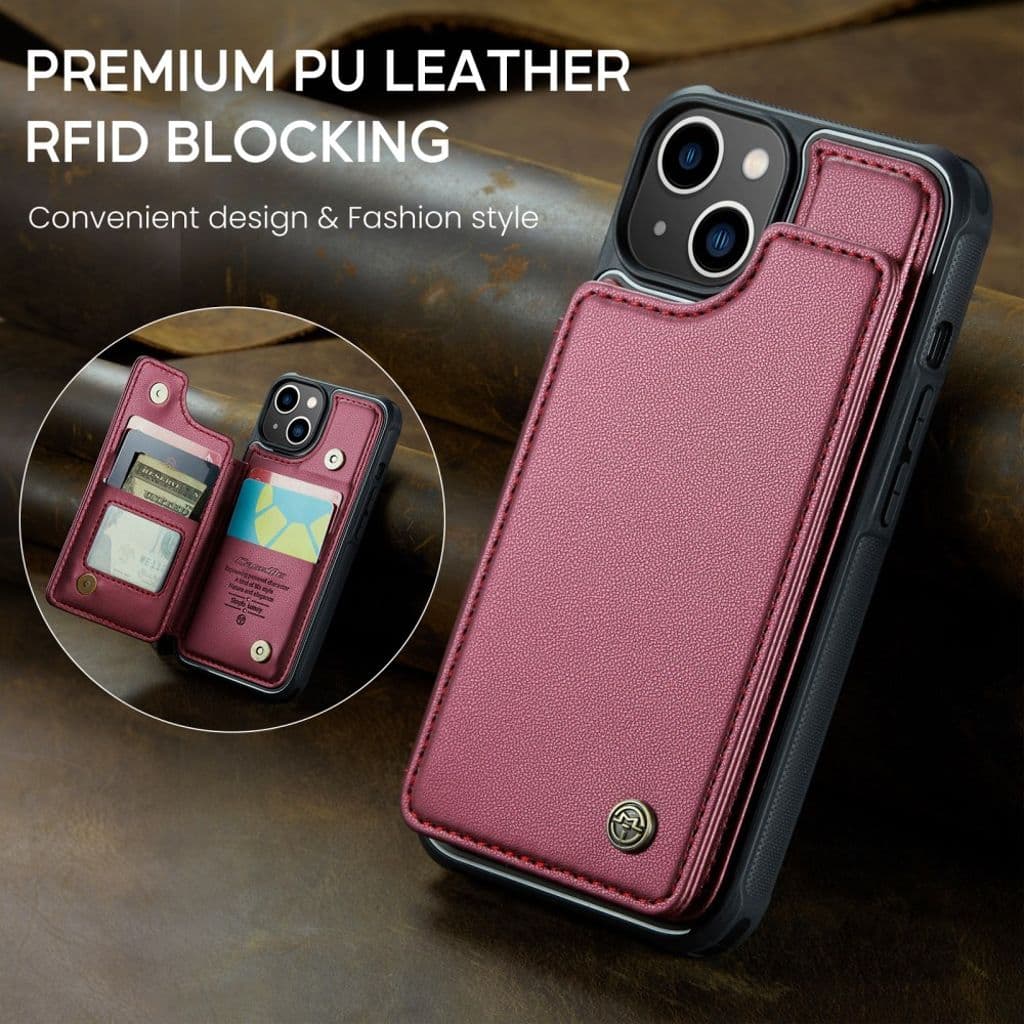 iPhone 13 Plånboksskal CASEME C22 RFID-blockerande - Röd - Bild 13