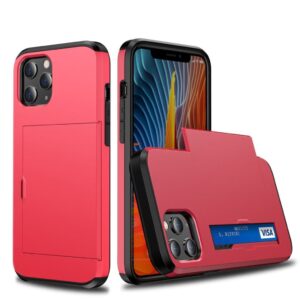 iPhone 12 mini Skal med glidkortshållare - Röd