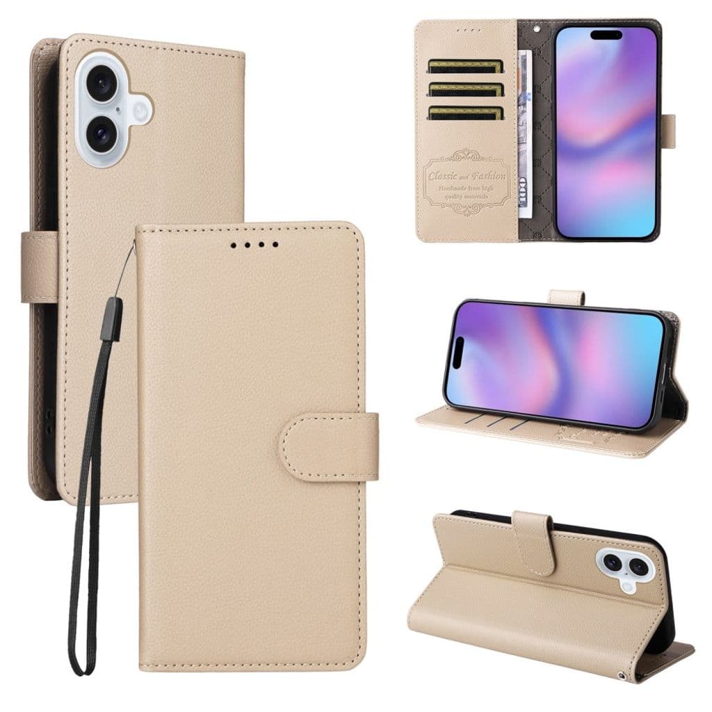 iPhone 17 Mobilfodral med RFID, 3 kortplatser och handledsrem – Vit - Bild 4
