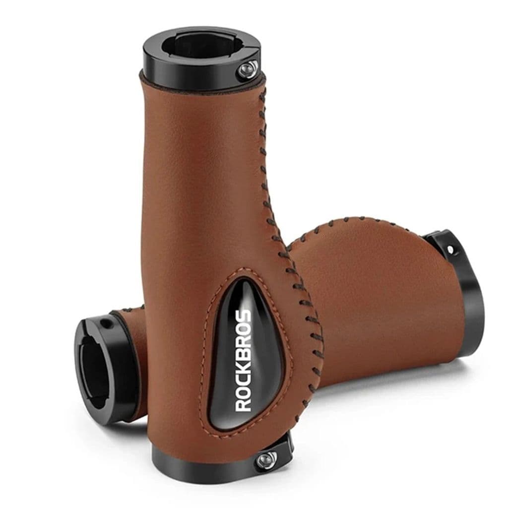 Rockbros cykelgrepp läder - brun