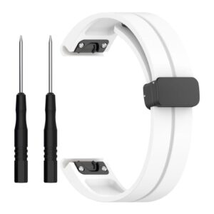 Garmin Fenix 7S/6S/6S Pro etc. Klockarmband i silikon med magnetlås - Vit