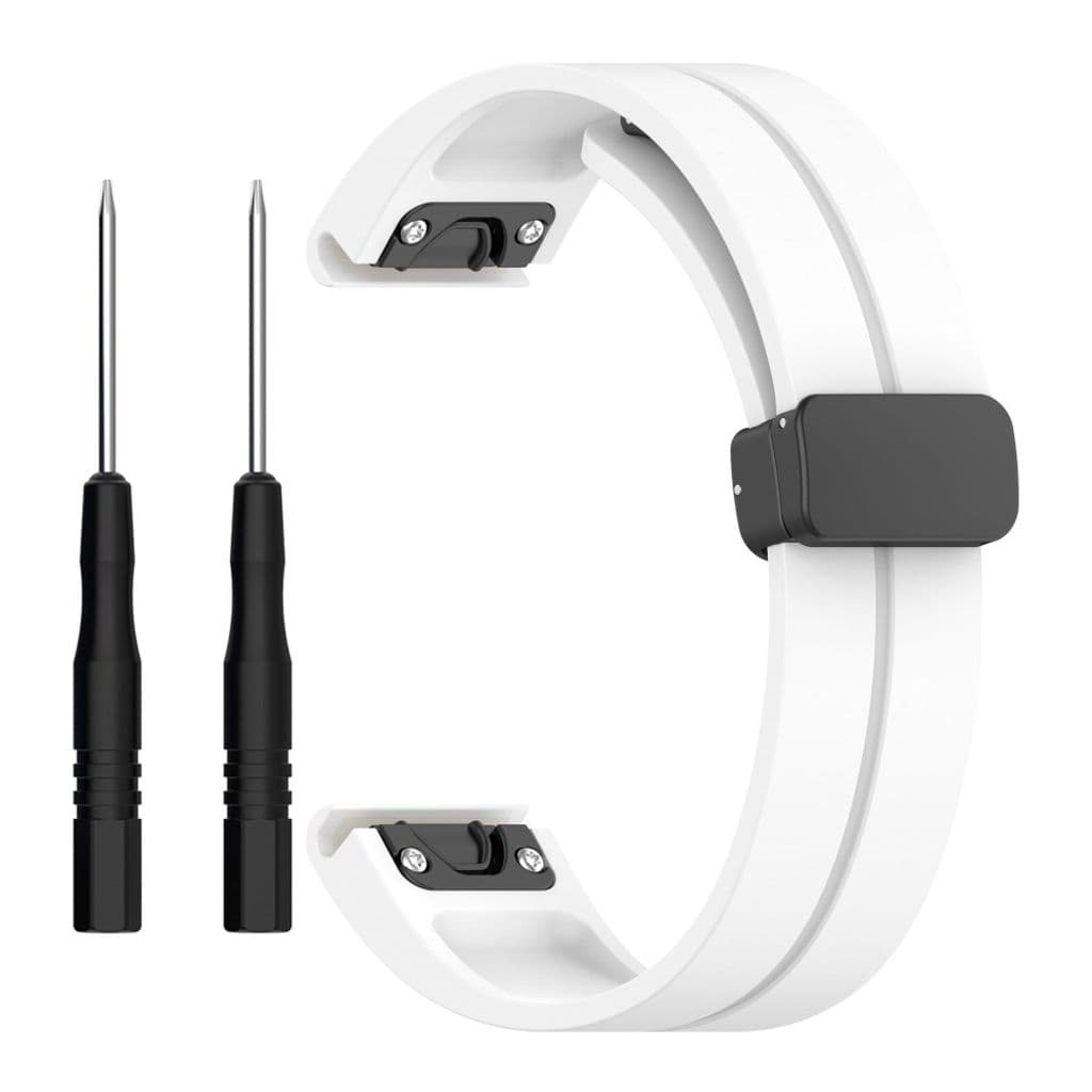Garmin Fenix 7S/6S/6S Pro etc. Klockarmband i silikon med magnetlås - Vit