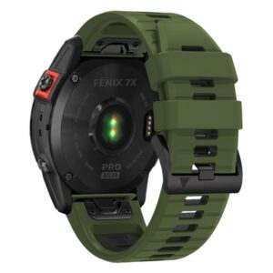 Garmin Fenix 7X/6X/6X Pro etc. Tvåfärgat klockarmband i silikon - Grön/Svart