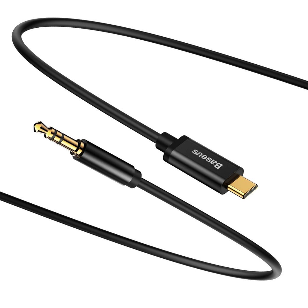 Baseus Stereo AUX-kabel 3,5 mm till USB-C, 1,2 m - Svart