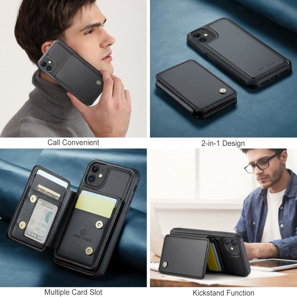 JEEHOOD iPhone 11 Skal med Magnetisk Korthållare – Svart - Bild 13