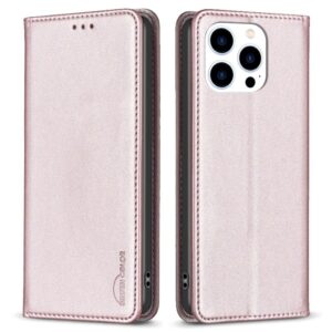 iPhone 13 Pro Max Plånboksfodral Korthållare Stativ – Roséguld