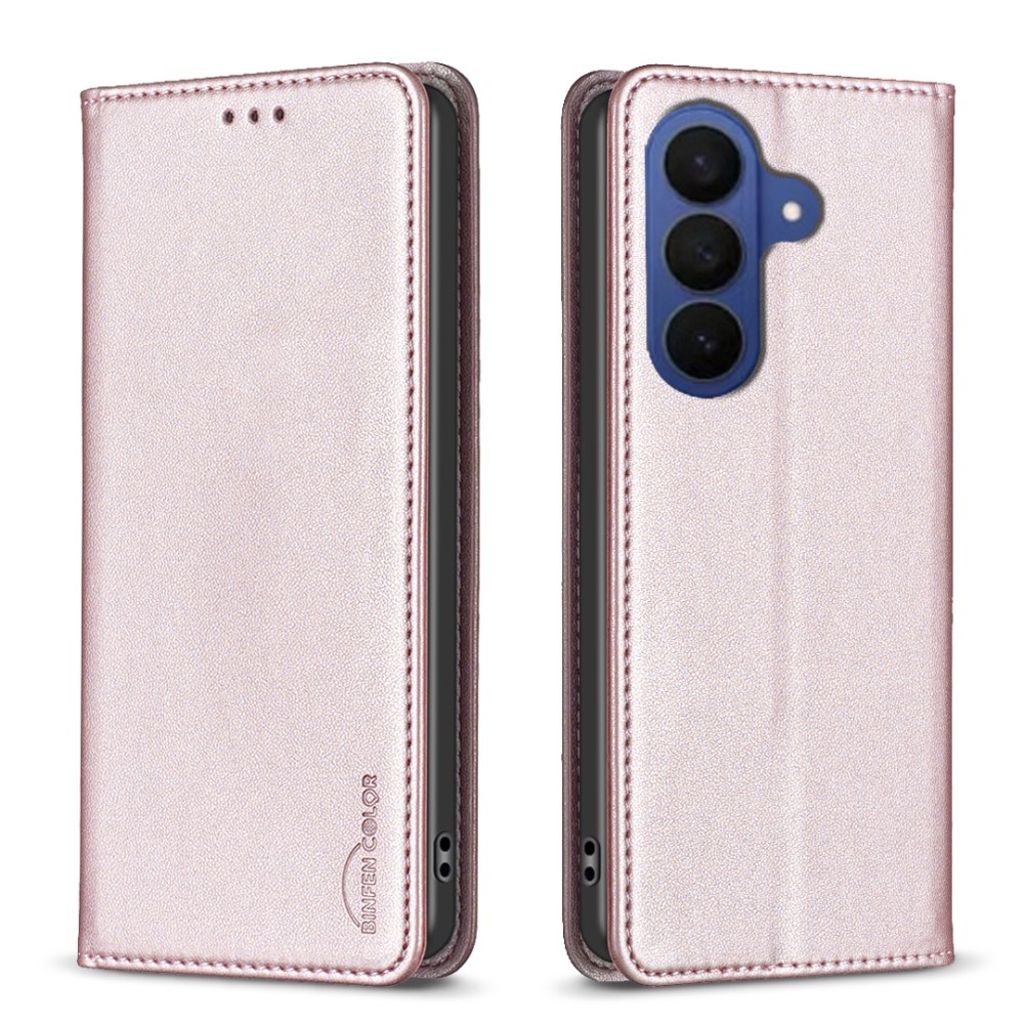 BINFEN COLOR BF18 Samsung Galaxy A37 5G Plånboksfodral med ställ och kortfack - Roséguld