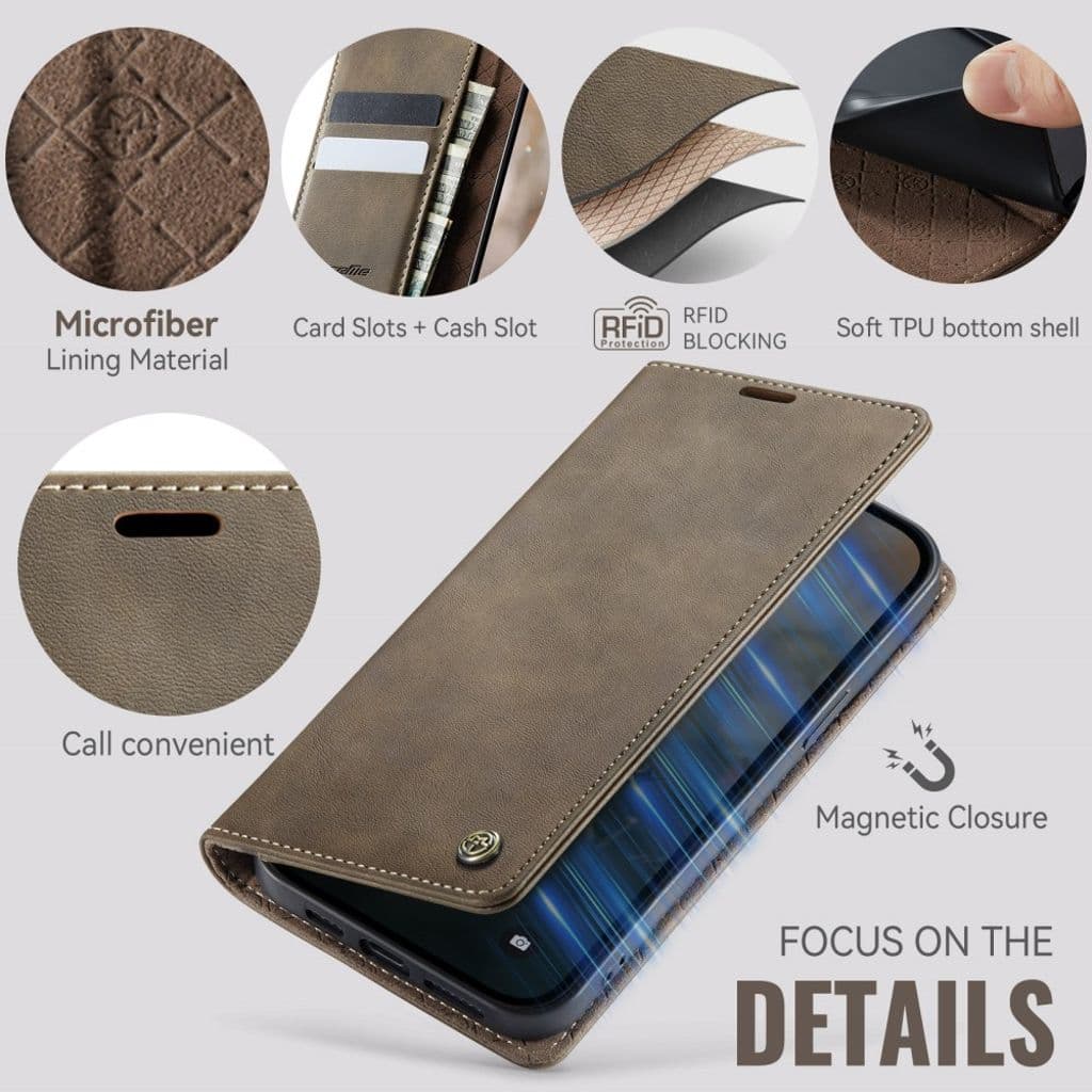 CASEME iPhone 13 mini Plånboksfodral RFID-blockerande – Brun - Bild 3