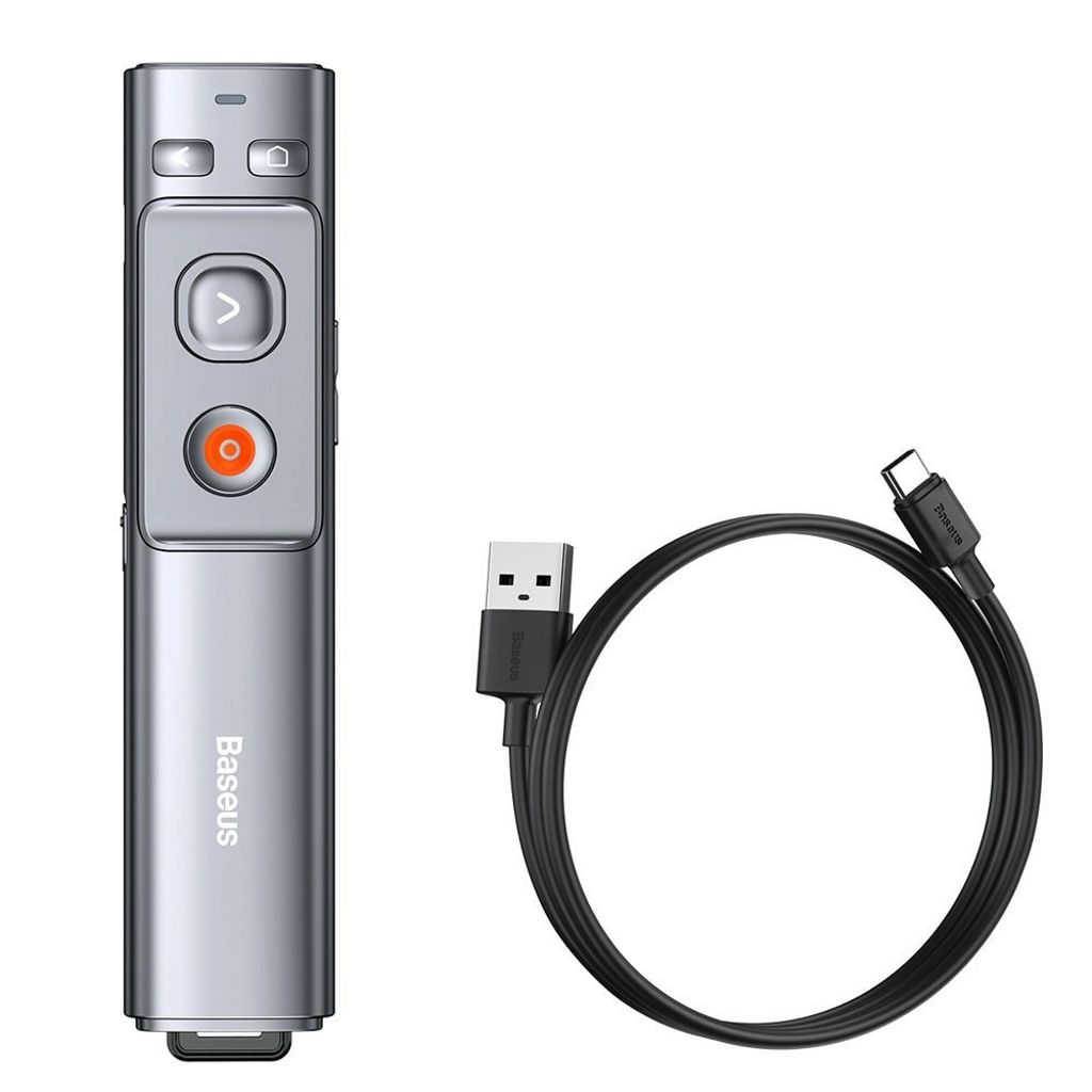 Baseus Orange Dot Trådlös Laserpekare för Presentationer - Grå