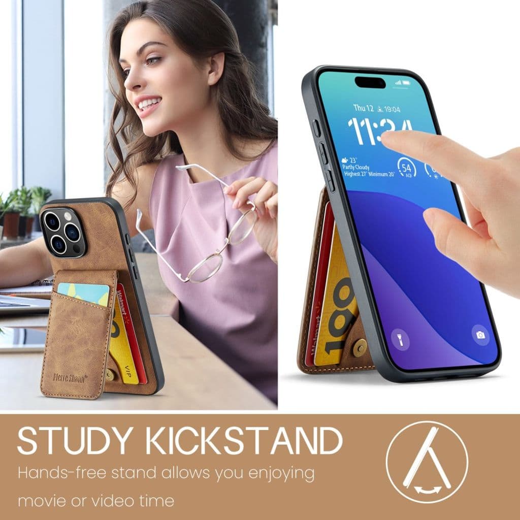 FIERRE SHANN iPhone 16 Pro Skal med Kortfack - Brun - Bild 9