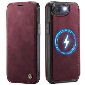 CASEME 053 MagSafe Plånboksfodral med RFID-skydd till iPhone 16e/iPhone 17e - Röd