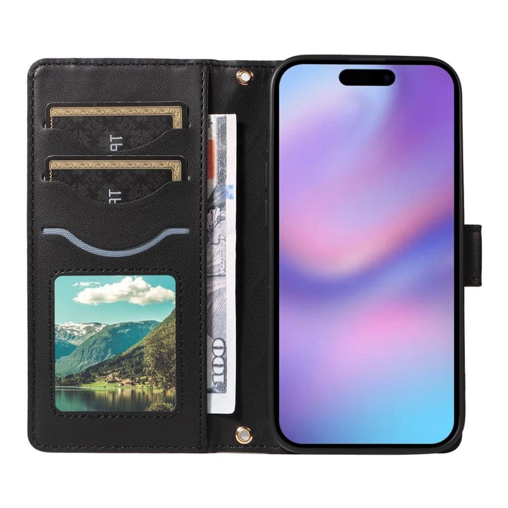 iPhone 17 plånboksfodral med axelrem - svart - Bild 2