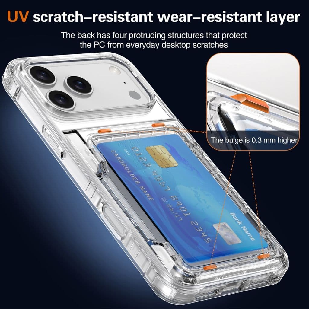 iPhone 17 Pro Skal med kortfack och stativ – Transparent Svart - Bild 7
