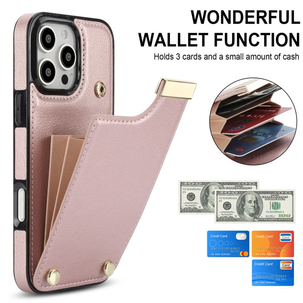 iPhone 16 Pro Skal med plånbbok i PU-läder - Rosa - Bild 5