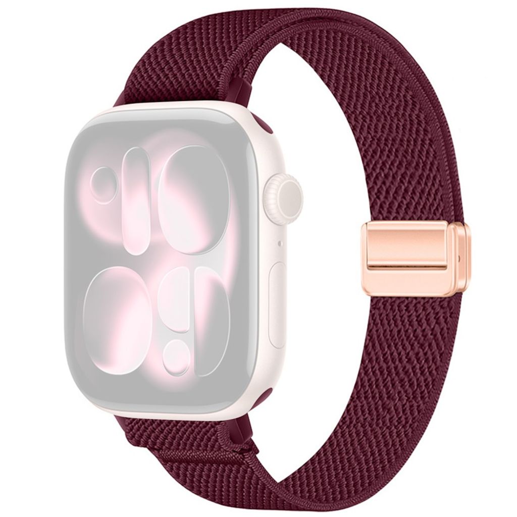 Apple Watch 42/41/40/38mm Tunt Nylon Armband - Vinröd