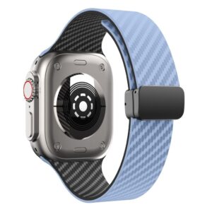 Apple Watch 42 / 41 / 40 / 38mm Armband kolfiber - Ljusblå/Svart