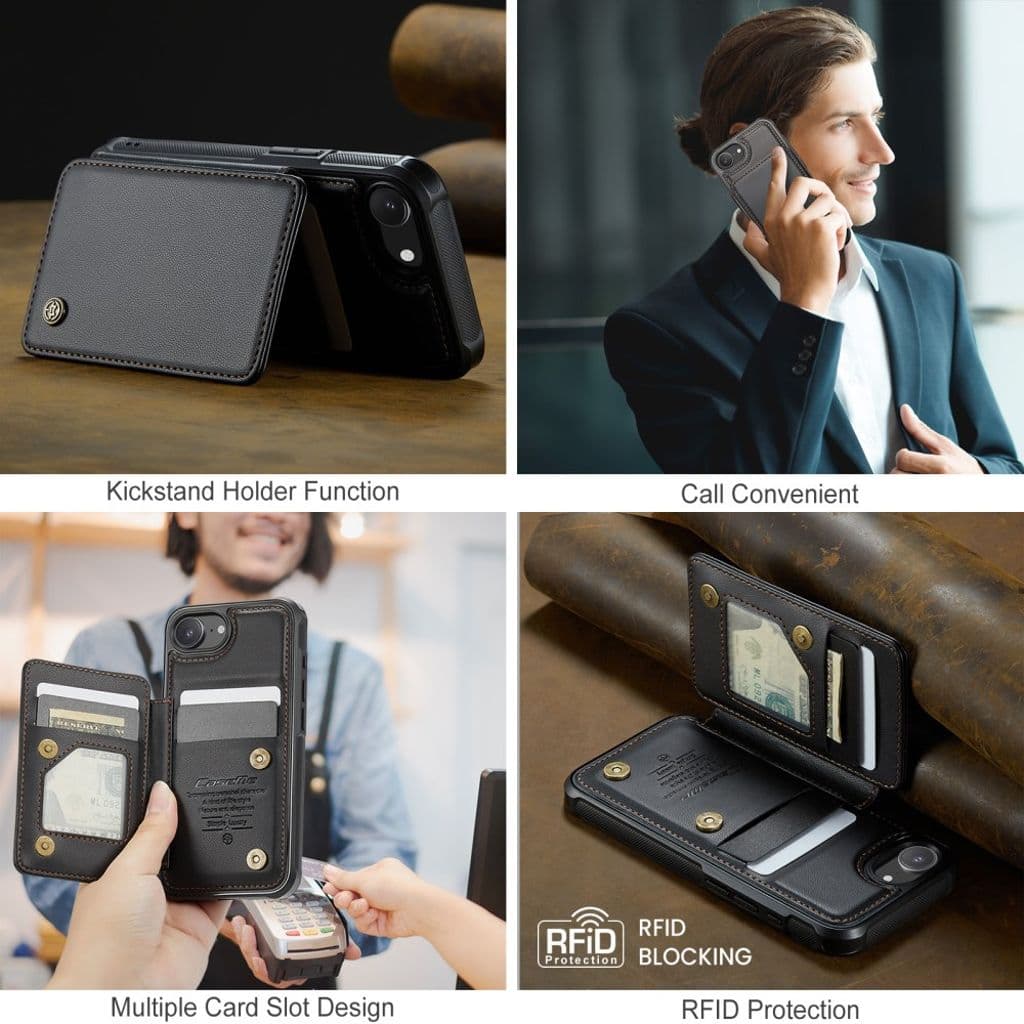 CASEME iPhone 16e Plånboksskal C22 med RFID-blockerande Kortfack – Svart - Bild 10