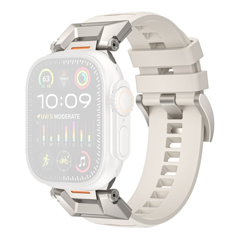 AHASTYLE Fluorgummiarmband till Apple Watch 49/46/44/42mm - Vit