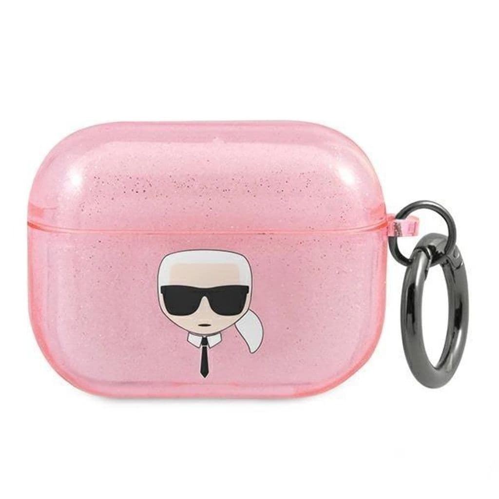 Karl Lagerfeld AirPods Pro Skal Glitter Karl's Head - Rosa