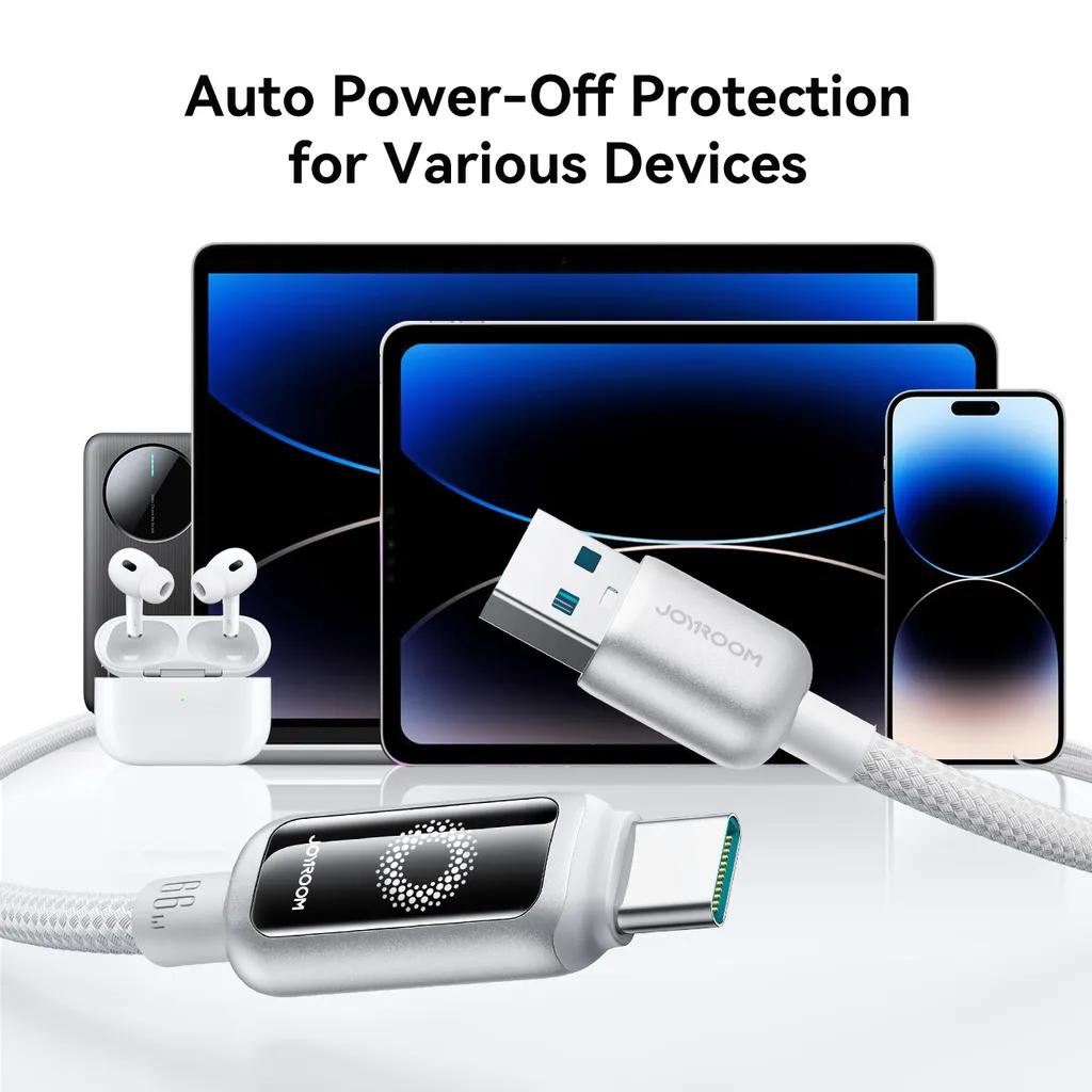 Joyroom USB-A till USB-C snabbladdningskabel 66W, 1,2m - Vit - Bild 3