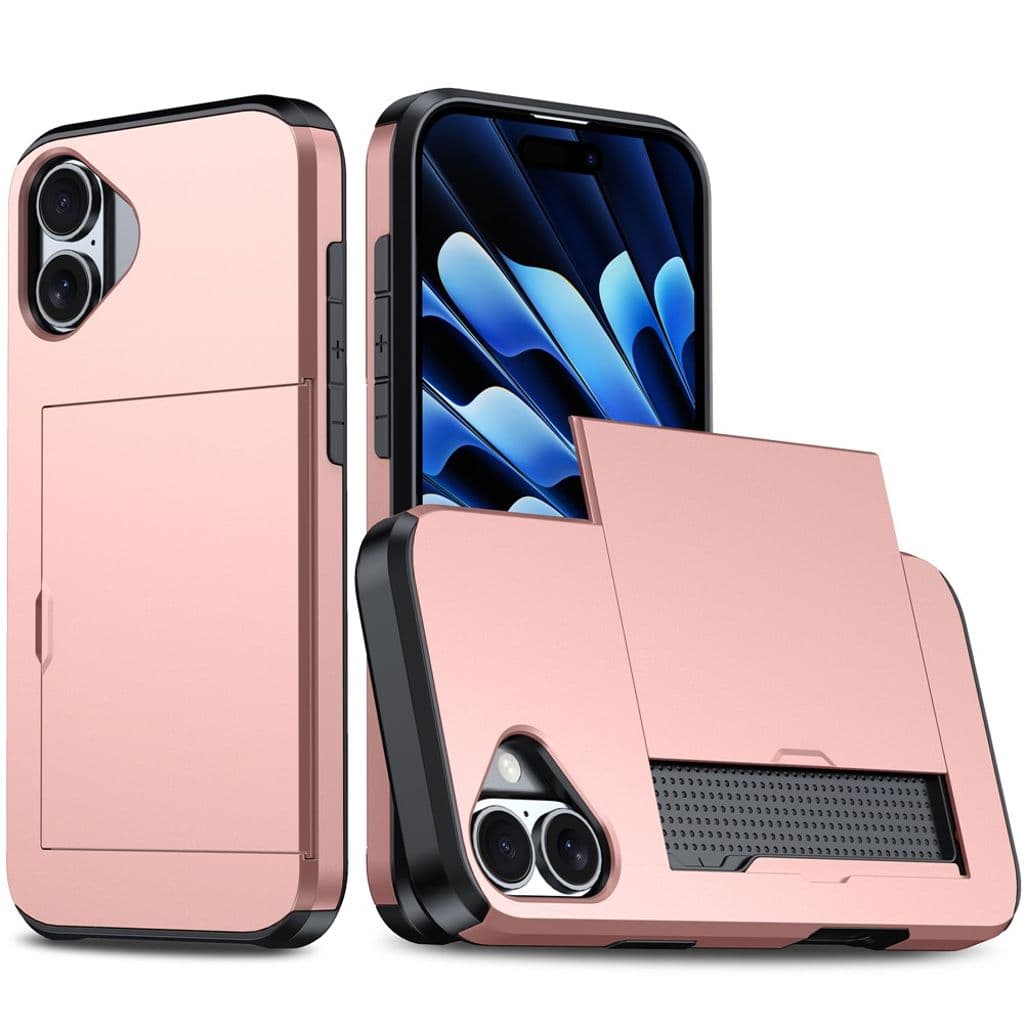 iPhone 17 Skal med kortfack - Roséguld