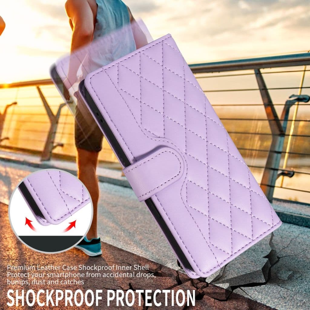 Plånboksfodral rhombus till iPhone 17 med rem - Lila - Bild 6
