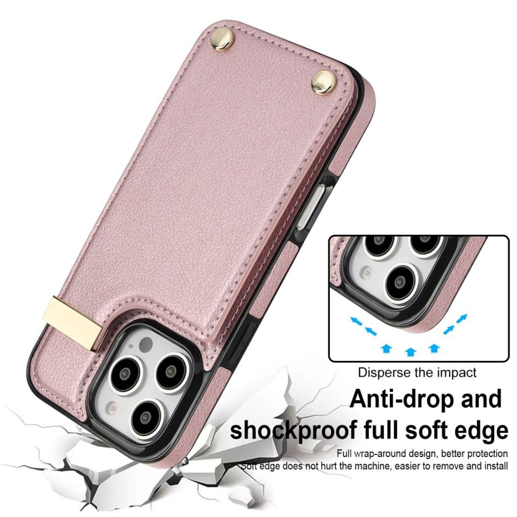 iPhone 16 Pro Skal med plånbbok i PU-läder - Rosa - Bild 7