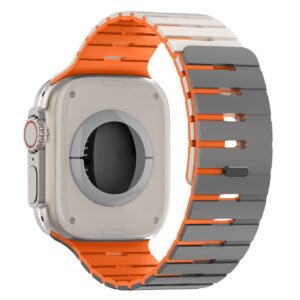 Apple Watch 42/44/46/49mm Tvåfärgat silikon-armband - Vit/Grå/Orange