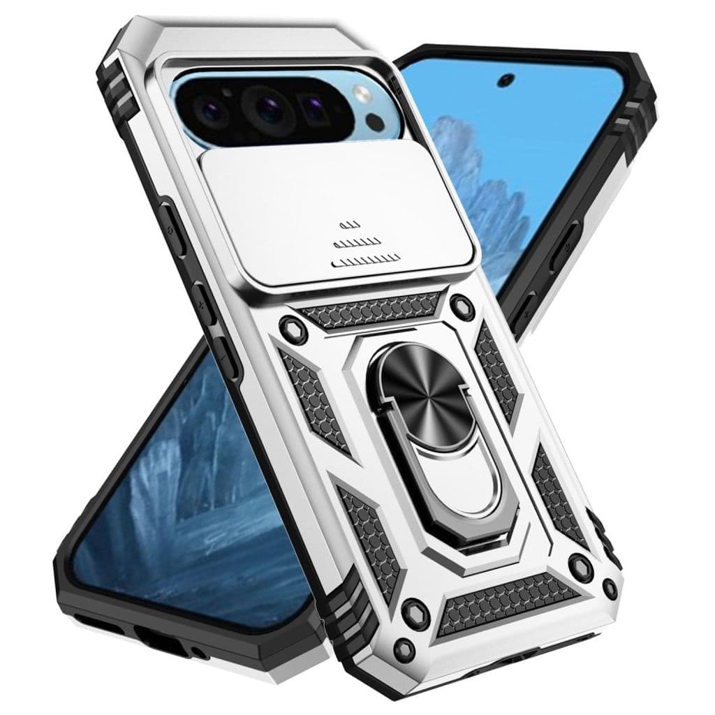 Google Pixel 10 Pro / 10 / 9 / 9 Pro Skal med Stativ - Silver - Bild 3